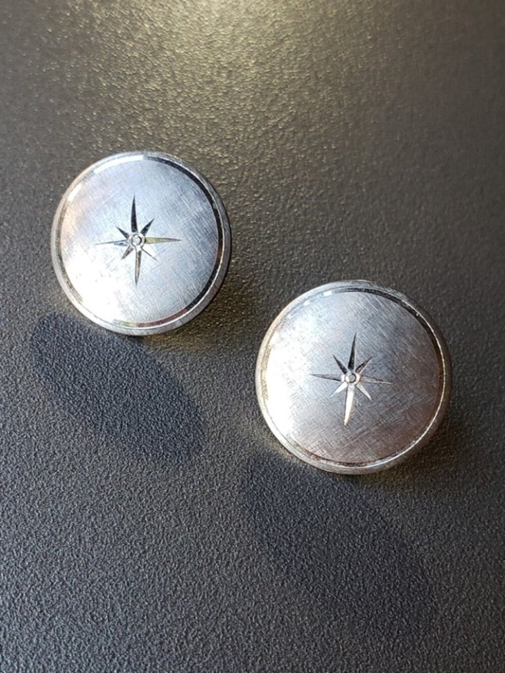 Vintage Retro Sterling Disc with Star Earrings